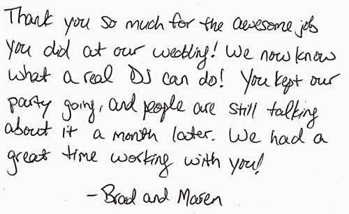 Brand and Maren's wedding thank you card.
